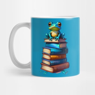 Frog On Pile Of Books Mug